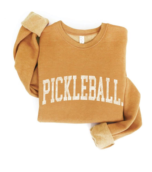 Graphic Style Pickleball Sweatshirt Mustard