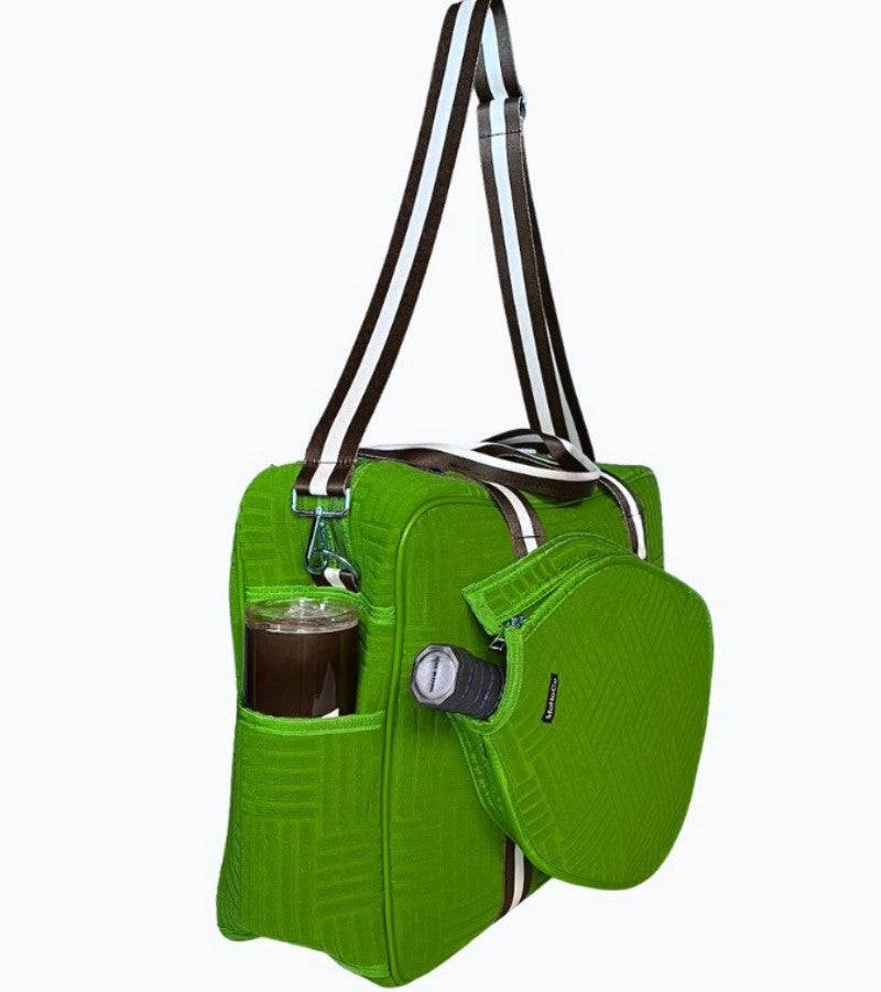 Load image into Gallery viewer, Terry Pickleball Tote Kelly Green Side View
