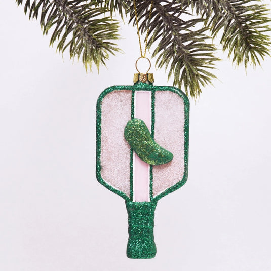 Hand Painted Glass Pickleball Ornament