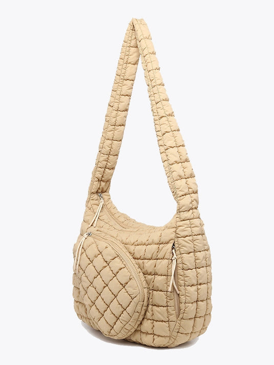 Hayley Pickleball Quilted Bag straw  Side View