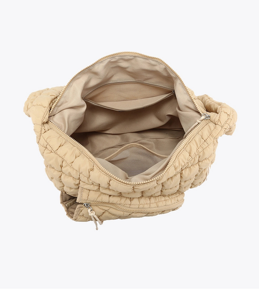 Hayley Quilted Pickleball Bag - Straw Open