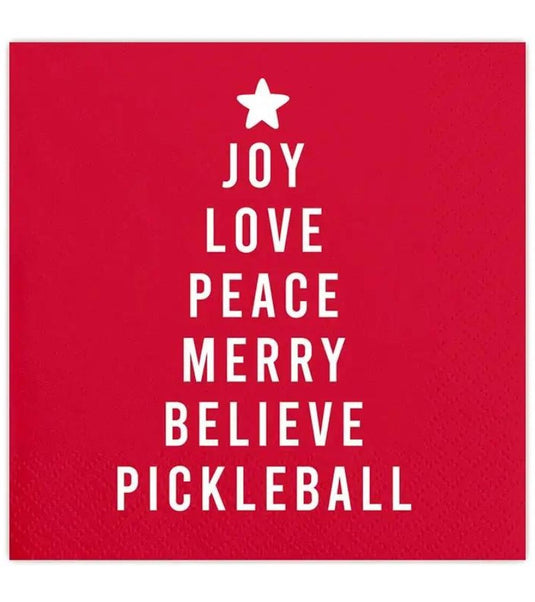 Joy Love Peace Merry Believe Pickleball Christmas Cocktail Napkins
