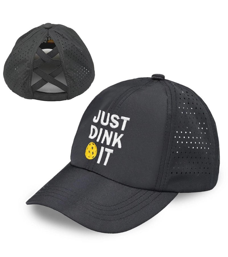 Load image into Gallery viewer, Just Dink It Criss-Cross Running Hat Black
