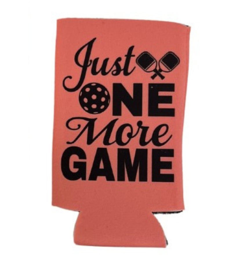 Load image into Gallery viewer, Just One More Game Slim Can Koozie Coral
