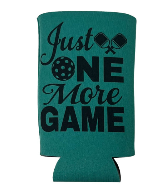 Just One More Game Slim Can Koozie Teal