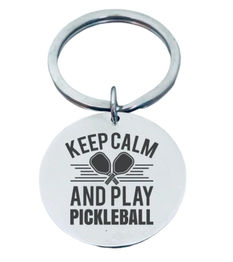 Load image into Gallery viewer, Keep Calm and Play Pickleball Keychain
