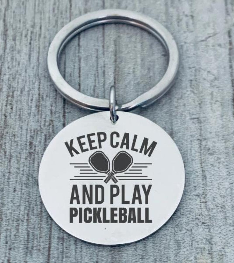 Load image into Gallery viewer, Keep Calm and Play Pickleball Keychain
