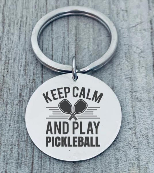Keep Calm and Play Pickleball Keychain