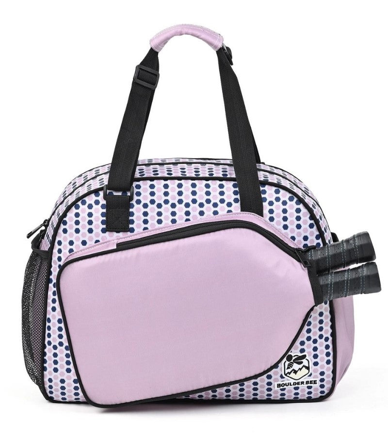 Load image into Gallery viewer, Boulder Bee Lavender &amp; Blue Dot Pickleball Tote
