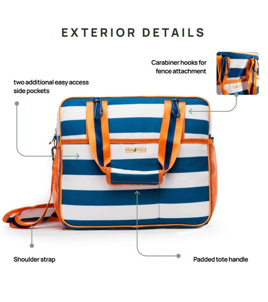 Lola Pickleball Tote - Blue Orange Stripe