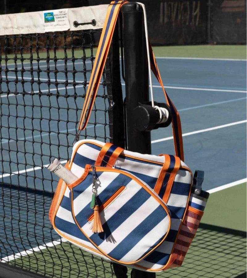 Load image into Gallery viewer, Lola Pickleball Tote - Blue Orange Stripe
