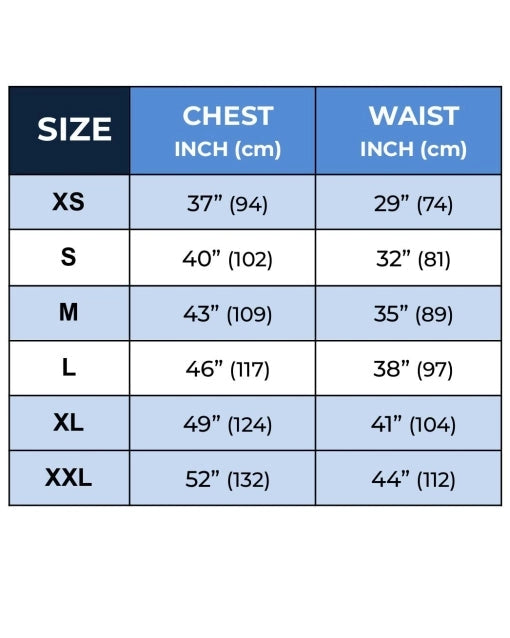 Men's Pickleball Pjs Sizing Chart