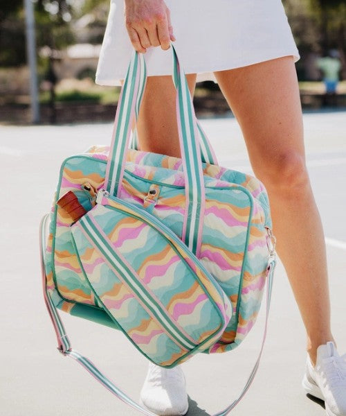 Mint Multi Abstract Puffer Pickleball Tote