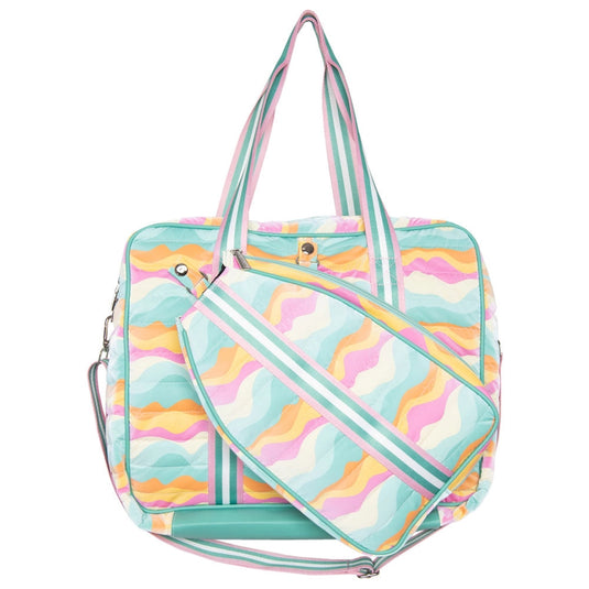 Mint Multi Abstract Pickleball Tote Front