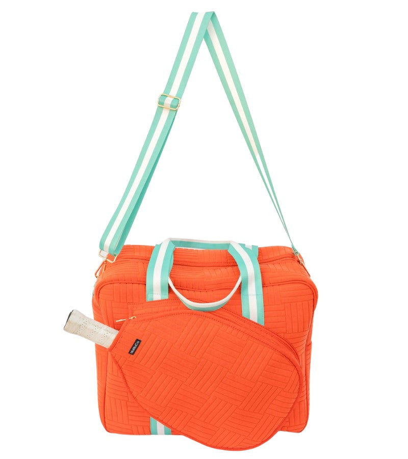 Load image into Gallery viewer, Jacquard Terry Pickleball Tote Tangerine
