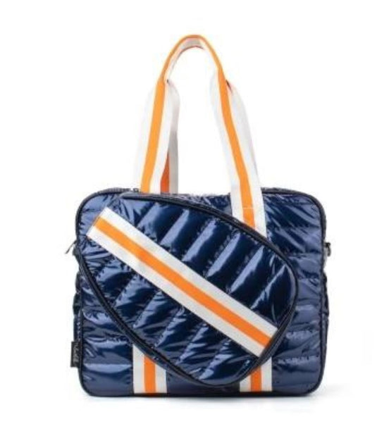 Designer Puffer Pickleball Tote Bag - Navy Orange