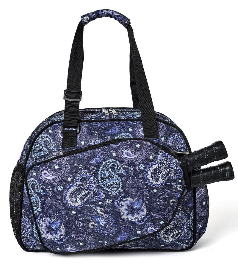 Load image into Gallery viewer, Navy Paisley Pickleball Tote Bag
