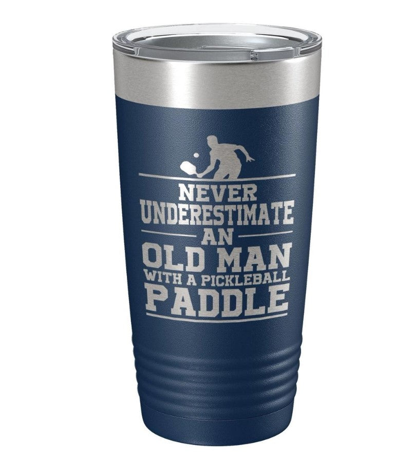 Load image into Gallery viewer, Never Underestimate an Old Man with a Pickleball Paddle Insulated Tumbler
