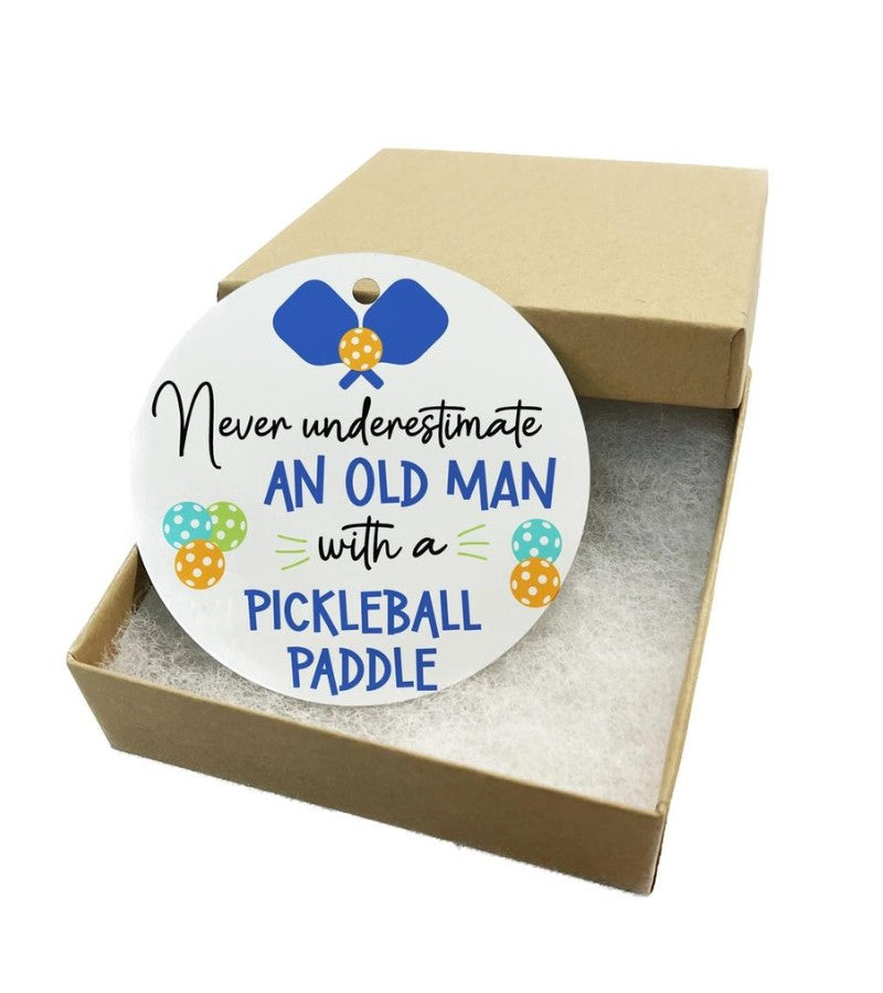 Load image into Gallery viewer, Never Underestimate an Old Man Pickleball Ornament
