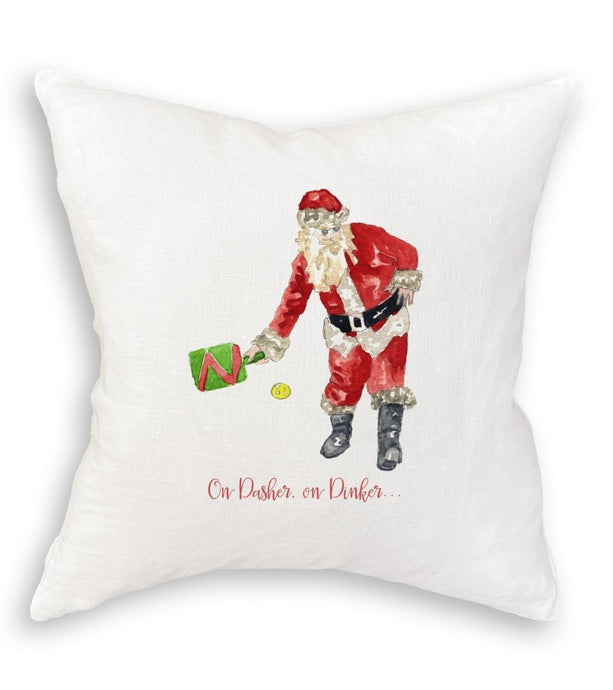 On Dasher On Dinker Linen Square Pickleball Pillows