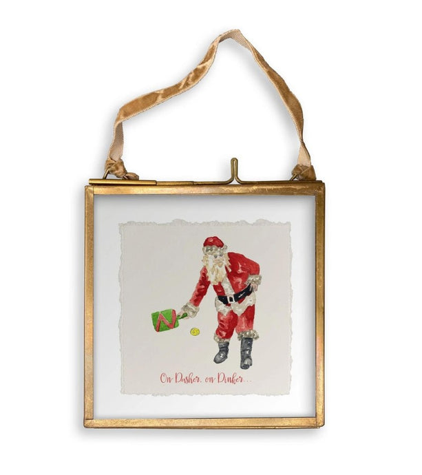 On Dinker Brass Frame Pickleball Ornament