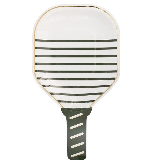 Black & White Pickleball Paddle Disposable Party Plates 