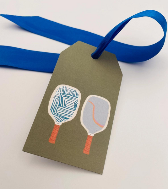 Blue Pickleball Paddle Gift Tags - Set of 10