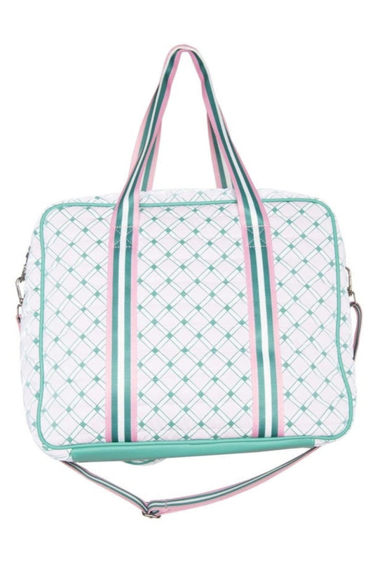 Patterned Pickleball Tote Light Pink & Mint Back