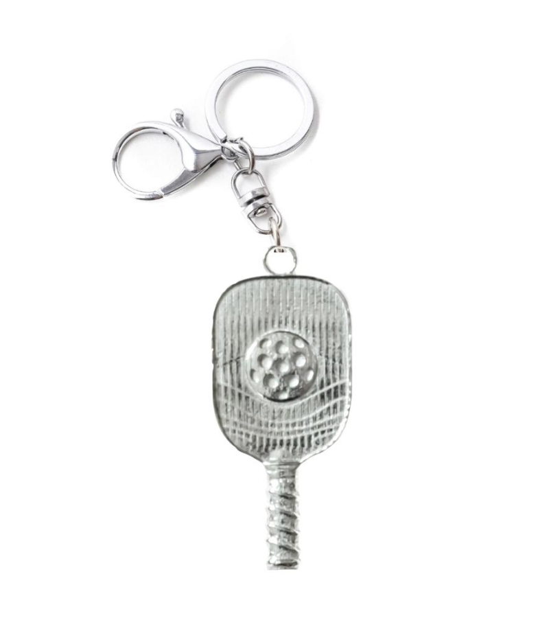 Load image into Gallery viewer, Pewter Pickleball Paddle Keychain
