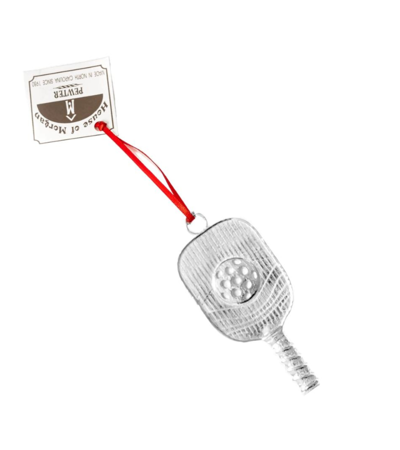 Load image into Gallery viewer, Pewter Pickleball Paddle Ornament
