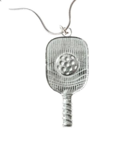 Pewter Pickleball Paddle Pendant / Charm