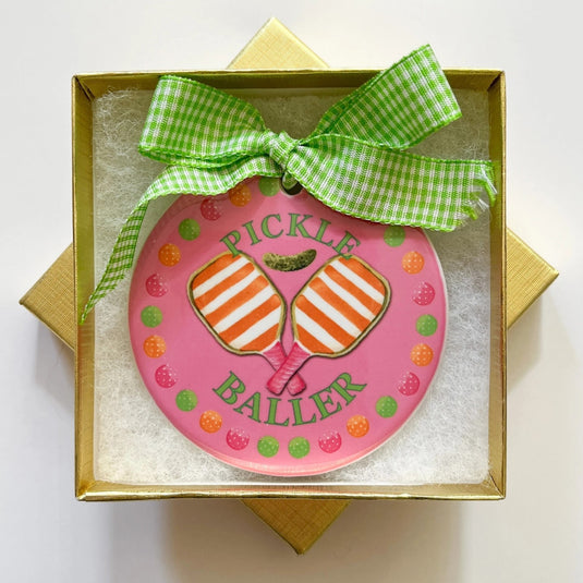 Pickle Baller Porcelain Ornament