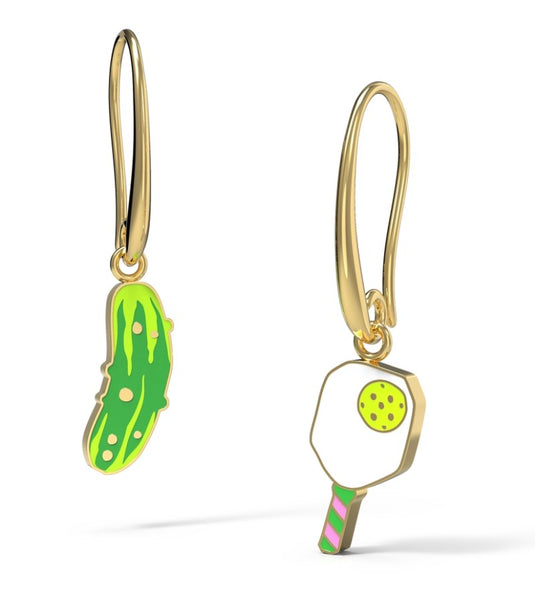 Pickle & Paddle Enamel Earrings