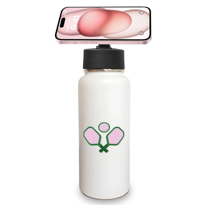 Pickleball 32 oz Insulated Water Bottle with Magnetic Phone Mount