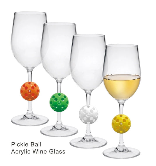 Pickleball Acrylic Wine Glasses - Set of 4