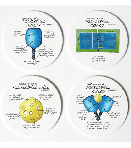 Pickleball Anatomy Coasters - Set of 4