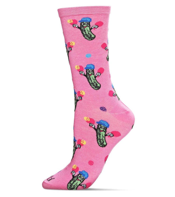 Pickles Ball Bamboo Crew Socks Pink Womens