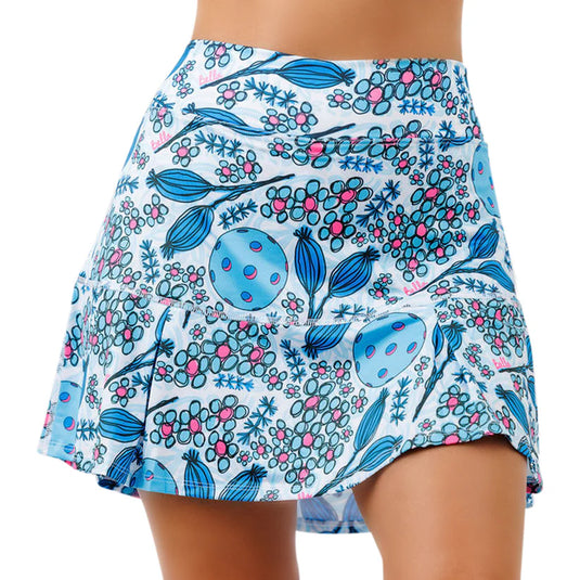 Pickleball Bella Blue Blossoms Drop Pleat Skirt