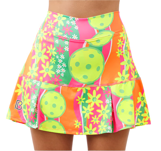 Pickleball Bella Daisy Drop Pleat Skort Front