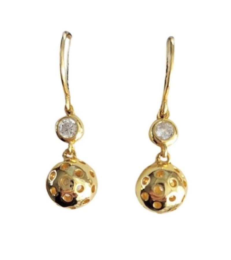 Load image into Gallery viewer, Pickleball Bling Drop Earrings Gold
