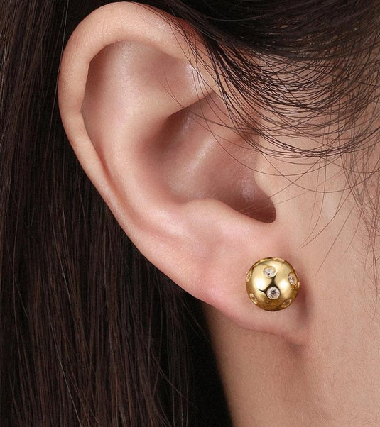 Pickleball Bling Earrings Gold on Ear