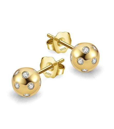 Pickleball Bling Stud Earrings Gold