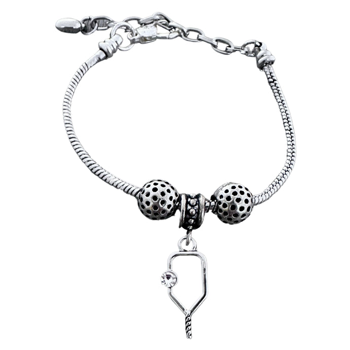 Pickleball Charm CZ with Snake Bracelet