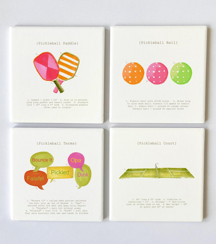 Pickleball Definitions Coasters - Set of 4