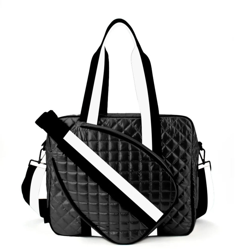 Load image into Gallery viewer, Pickleball Diamond Tote - Black front
