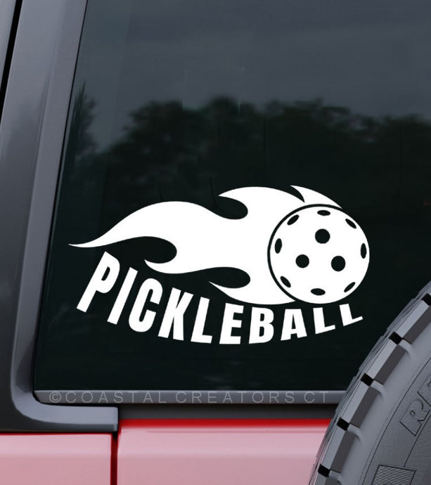 Pickleball Flames Vinyl Car Window Decal