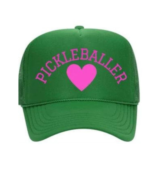 Pickleballer Heart Trucker Hat - Green