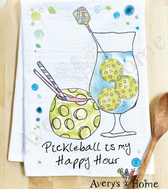 Pickleball is My Happy Hour Kitchen Towel