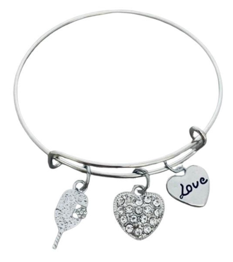 Load image into Gallery viewer, Pickleball Heart Charm Bangle Bracelet
