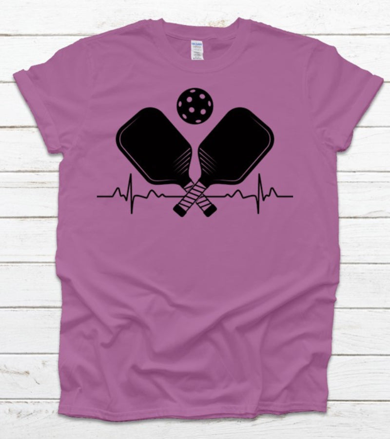 Load image into Gallery viewer, Pickleball Heart Rate Paddle and Ball T-Shirt Purple
